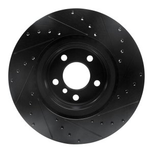 BMW M240I Brake Rotor (1) - Rear Left - R1 Concepts - Drilled & Slotted - Black - `12-`20